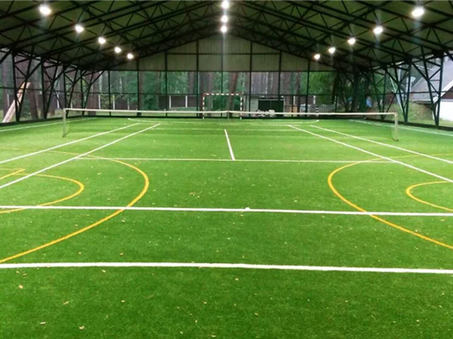 Lapangan olahraga multifungsi dengan beberapa garis permainan